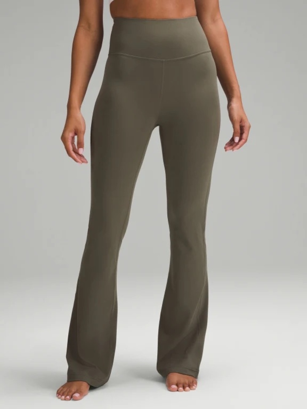 EUC Lululemon Groove Nulu Super High Rise Flared Pant Regular Army Green sz0